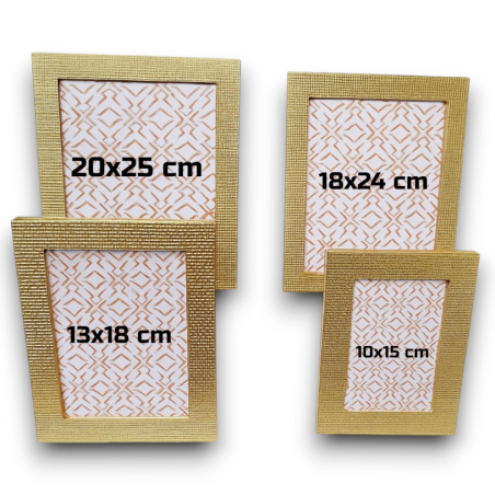 Set di 4 Cornici Per Foto - Oro Fantasia Quadretti - 10x15 cm - 13x18 