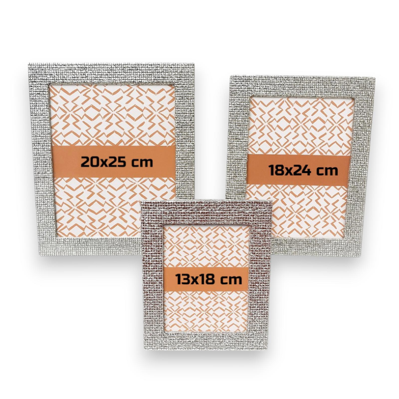 Set di 3 Cornici Per Foto - Argento Fantasia Quadretti - 13x18 cm - 18