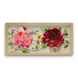 Quadro Rettangolare 3D - Con Fiori e Vasi - 4 Decorazioni Assortite 