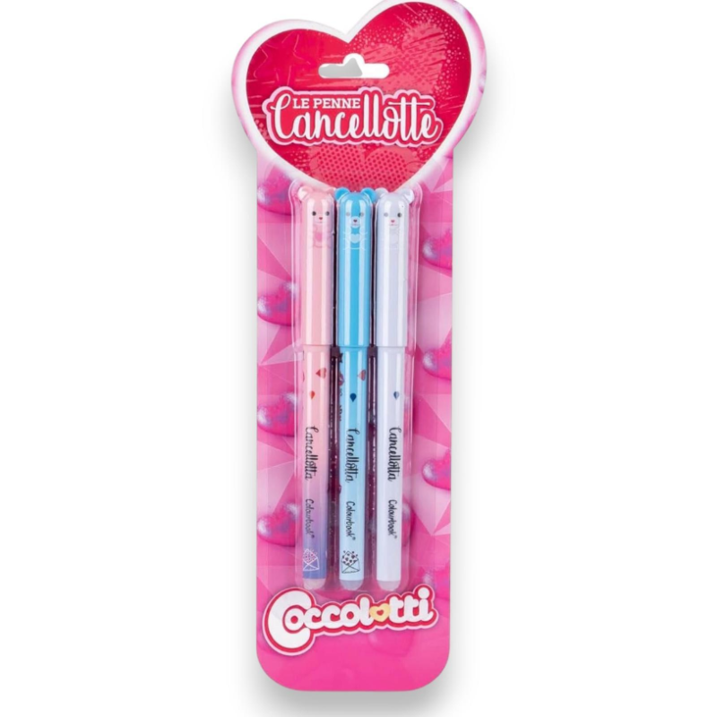 Colourbook Coccolotti - Set 3 Penne Cancellotte Ricaricabili - 0.7 mm