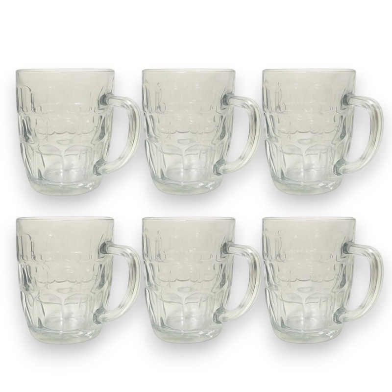 Set 6 Bicchieri da Birra in Vetro Decorato - 530 gr