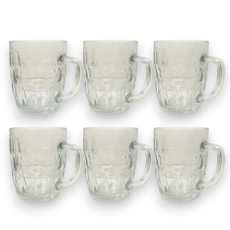 Set 6 Bicchieri da Birra in Vetro Decorato - 530 gr