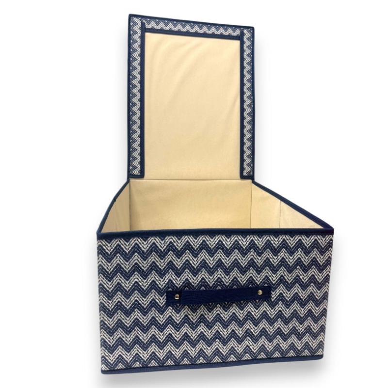 Box Abiti in Tessuto - Decoro ZigZag - 40x50x25 Cm
