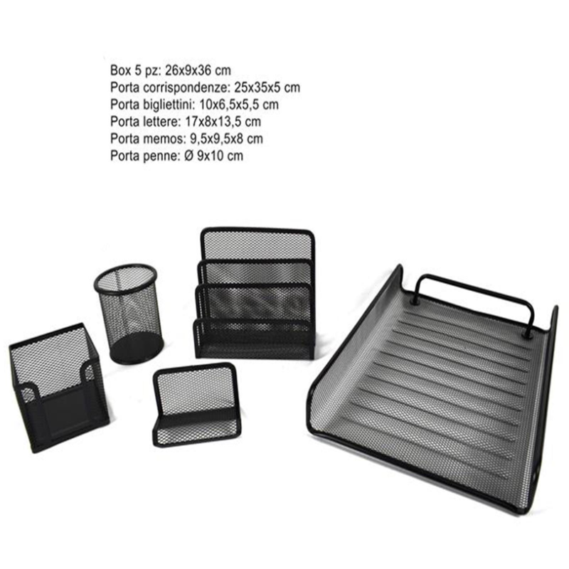 Set Ufficio in Metallo - 5 pz - Nero