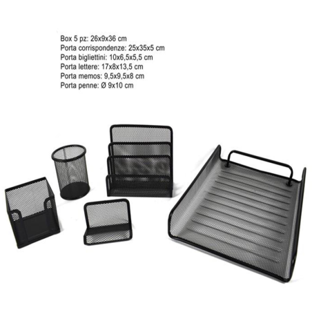 Set Ufficio in Metallo - 5 pz - Nero
