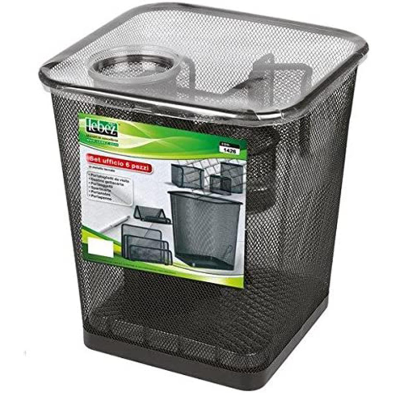 Set ufficio in metallo scrivania Lebez Nero - 6 pz