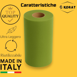 Rotolo Tulle - 25 cm x 100 mt - Verde Muschio
