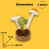 Set 6 Funghi con Base in Legno - 14 cm