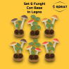 Set 6 Funghi con Base in Legno - 14 cm