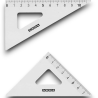 Arda - Set di 2 Squadre in Alluminio - 12 cm - 45°/60°