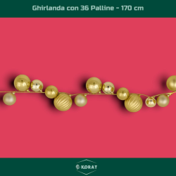 Ghirlanda 36 Palline  - 170 cm - Oro