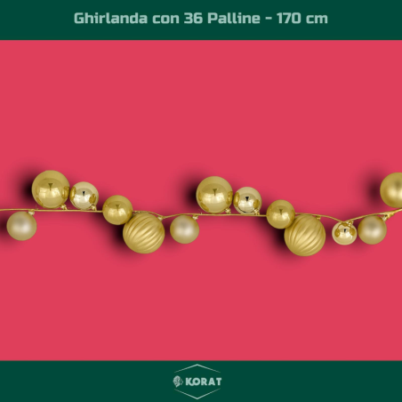 Ghirlanda 36 Palline  - 170 cm - Oro