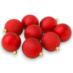 Set 12 Palline Assortite - 6 cm - Rosso