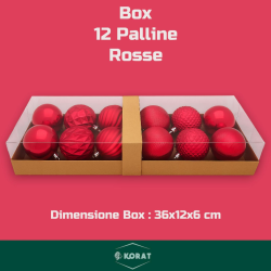 Set 12 Palline Assortite - 6 cm - Rosso