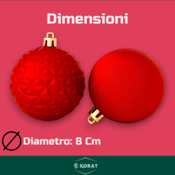 Set 12 Palline Assortite - 8 cm - Rosso
