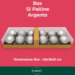 Set 12 Palline Assortite - 8 cm - Argento