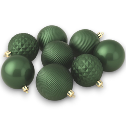 Set 12 Palline Assortite - 8 cm - Verde Scuro