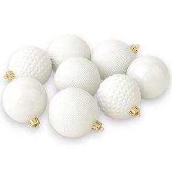 Set 12 Palline Assortite - 6 cm - Bianco