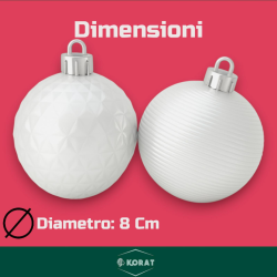 Set 12 Palline Assortite - 8 cm - Bianco