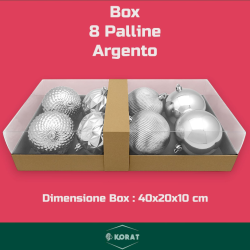 Set 8 Palline Assortite - 10 cm - Argento