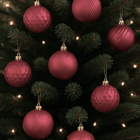 Set 8 Palline Assortite - 10 cm - Rosa