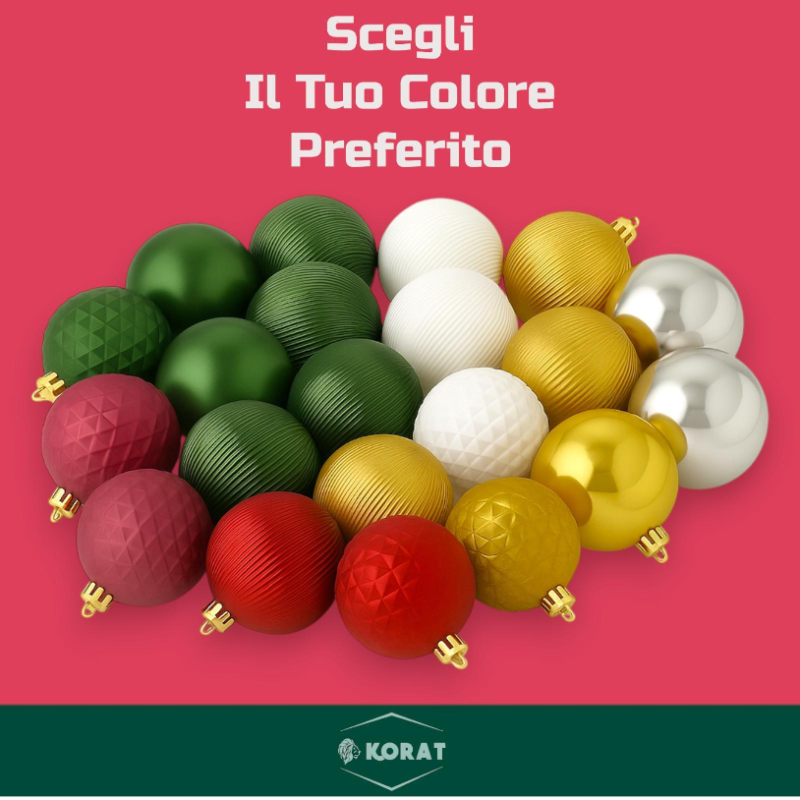 Set 8 Palline Assortite - 10 cm - Verde Scuro