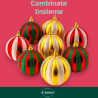 Set 2 Palline - 15 cm - Oro/Bianco Glitter