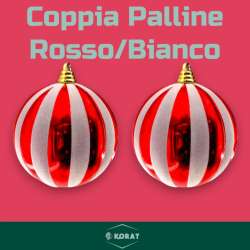 Set 2 Palline - 15 cm - Rosso/Bianco Glitter