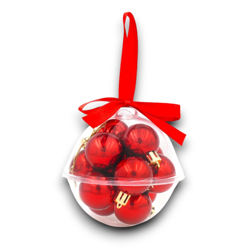 Set 12 Palline in Box Palla - 3 Cm - Rosso