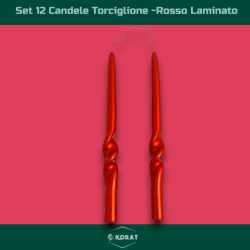 Set 12 Candele Torciglione - Rosso Laminato