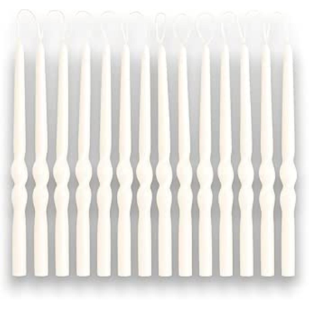 Set 12 Candele Torciglione - 30 cm - Bianco