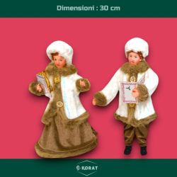 Famiglia Natalizia set da 4 Statuine con Abito Bianco/Marrone - 30/45 