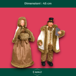 Famiglia Natalizia set da 4 Statuine con Abito Bianco/Marrone - 30/45 