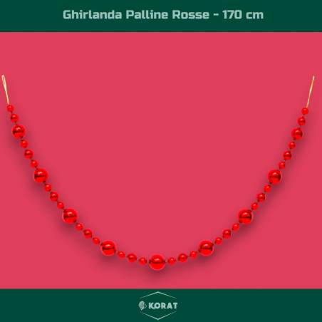 Ghirlanda con Palline - 170 cm - Rosso