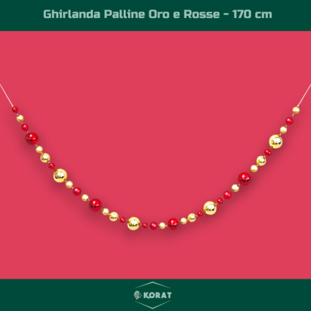 Ghirlanda con Palline - 170 cm - Rosso/ Oro