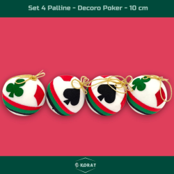 Set 4 Palline - Decoro Poker - 10 Cm