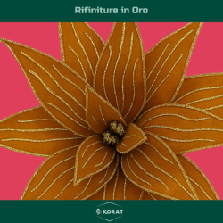 Set 6 Fiori in Velluto con Glitter Oro – Eleganza Natalizia in Arancio