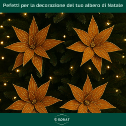 Set 6 Fiori in Velluto con Glitter Oro – Eleganza Natalizia in Arancio