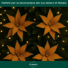 Set 6 Fiori in Velluto con Glitter Oro – Eleganza Natalizia in Arancio