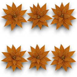 Set 6 Fiori in Velluto con Glitter Oro – Eleganza Natalizia in Arancio
