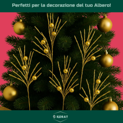 Set di 6 Steli Decorativi Natalizi da 45 cm con Mini Palline Lucide Or