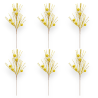 Set di 6 Steli Decorativi Natalizi da 45 cm con Mini Palline Lucide Or