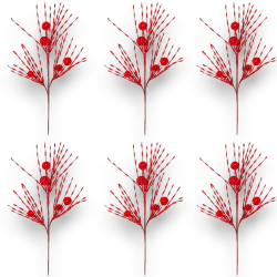 Set di 6 Steli Decorativi Natalizi da 45 cm con Mini Palline Lucide Ro