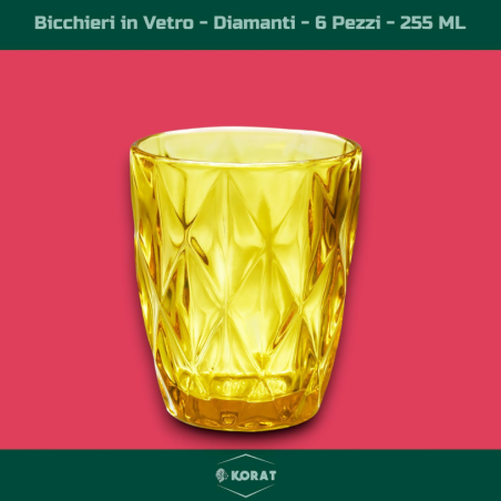 Set di 6 Bicchieri in Vetro Natalizi - Ambra Decoro Diamante  - 255 ML