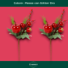 12 Spilloni Natalizi - con Bacche Rosse e Glitter Oro - 21 cm