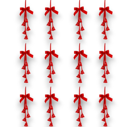 Set di 6 Appendini con Fiocco in Velluto - 5 Campane - Rosso o Oro - 3