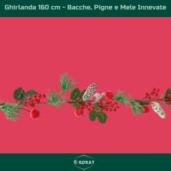 Ghirlanda Natalizia - 160 cm - Con Bacche, Pigne e Mele Innevate 