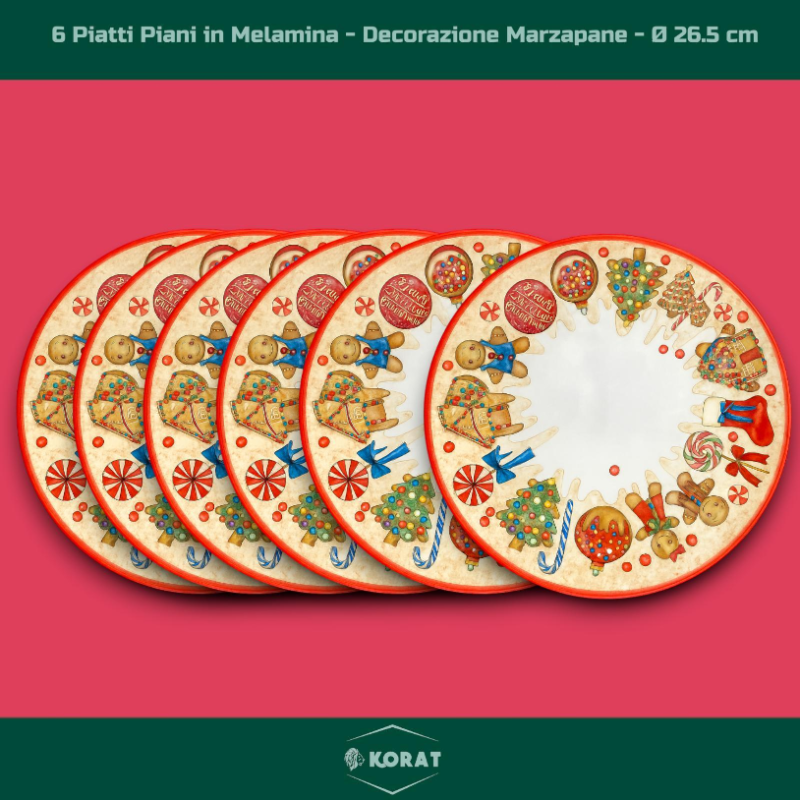 Set Piatti Natalizi in Melamina – Servizio da 13 Pezzi Decorato “Marza