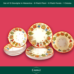 Set Piatti Natalizi in Melamina – Servizio da 13 Pezzi Decorato “Marza