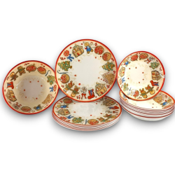 Set Piatti Natalizi in Melamina – Servizio da 13 Pezzi Decorato “Marza